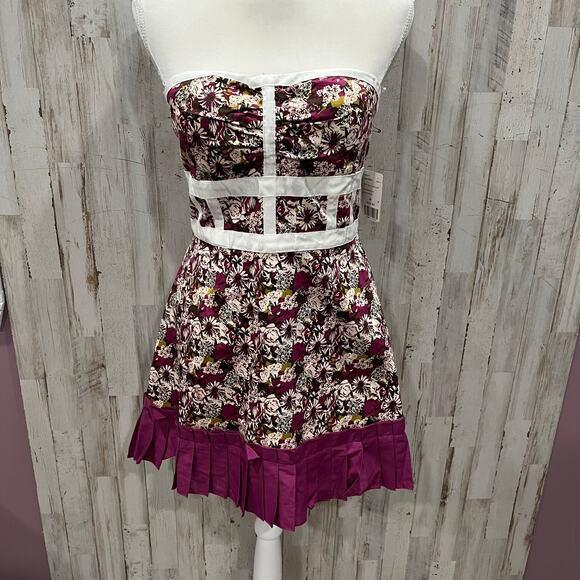 New Forever 21 Floral Babydoll Tube Top Mini Dress Y2K Womens Medium Tulle Girly - Picture 1 of 9